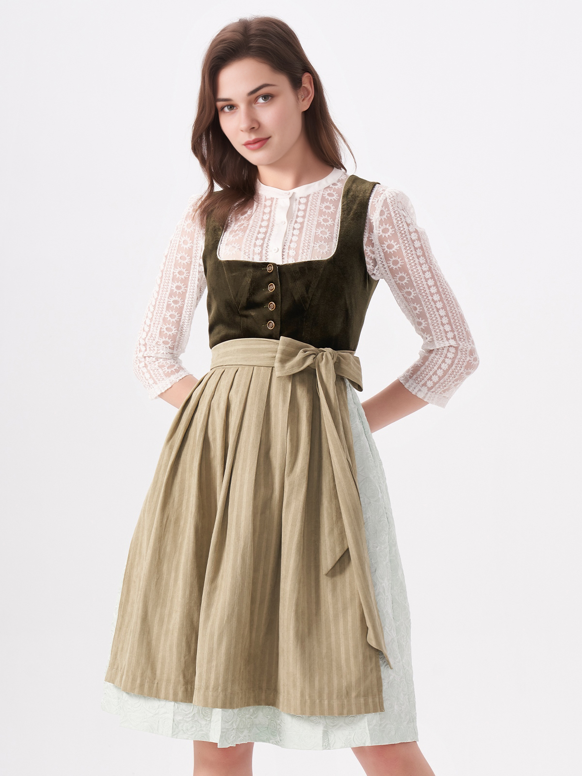 Dirndl Jeansblau in Grün – ein moderner Look