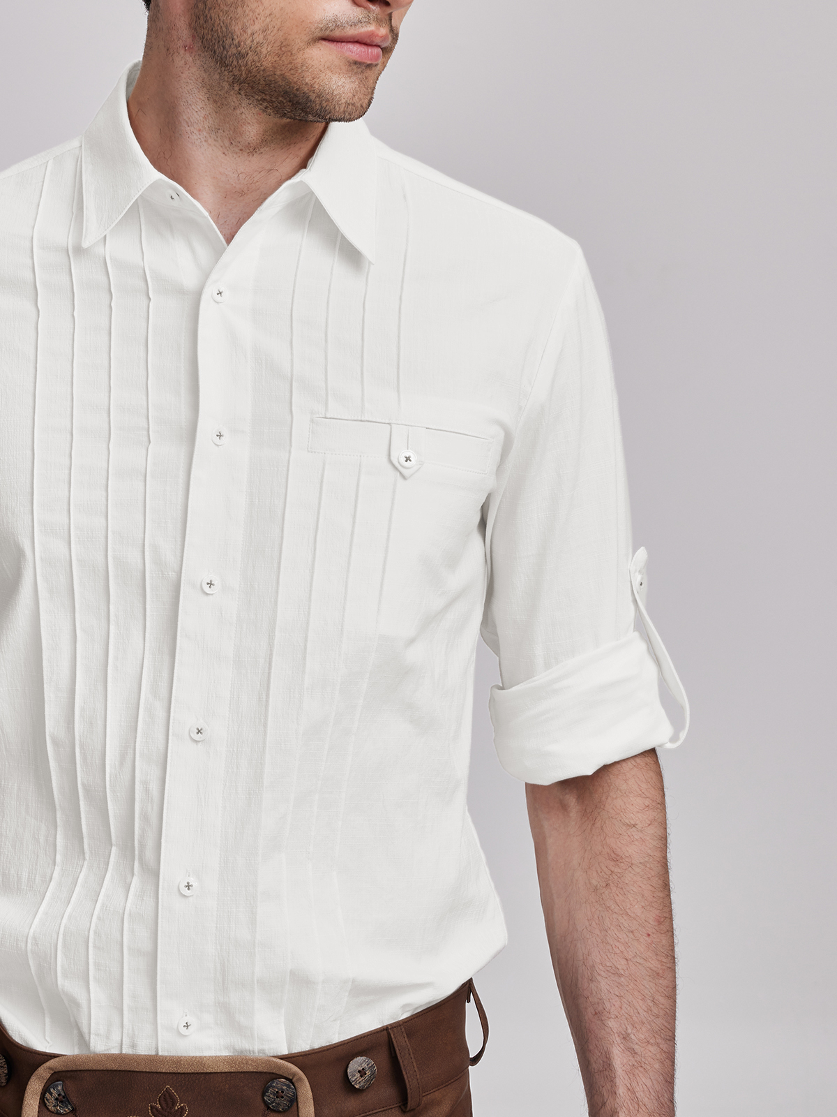 Moderne Langarm Dirndlbluse in Weiß