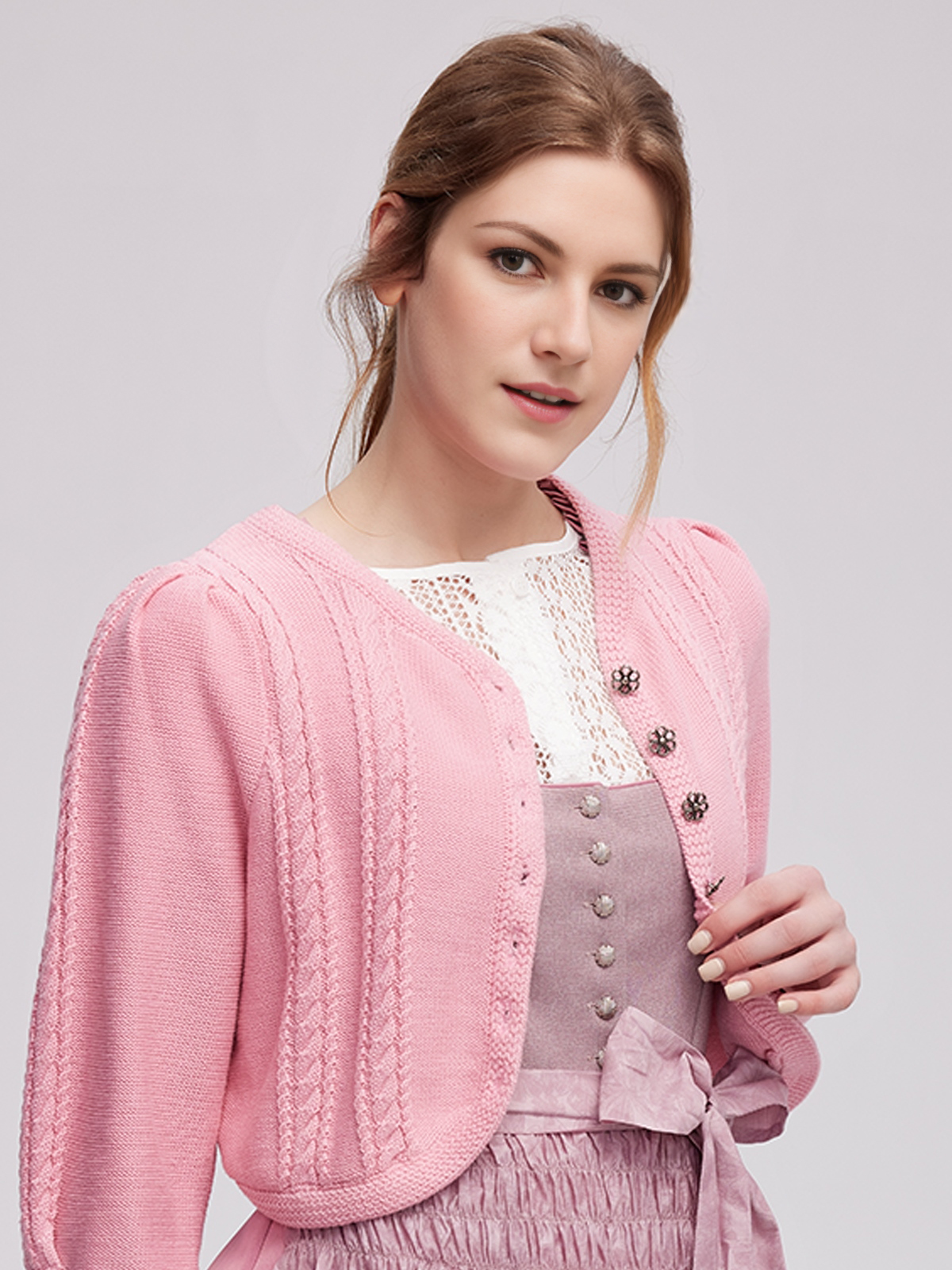 Dirndlbluse Spitze in Rosa