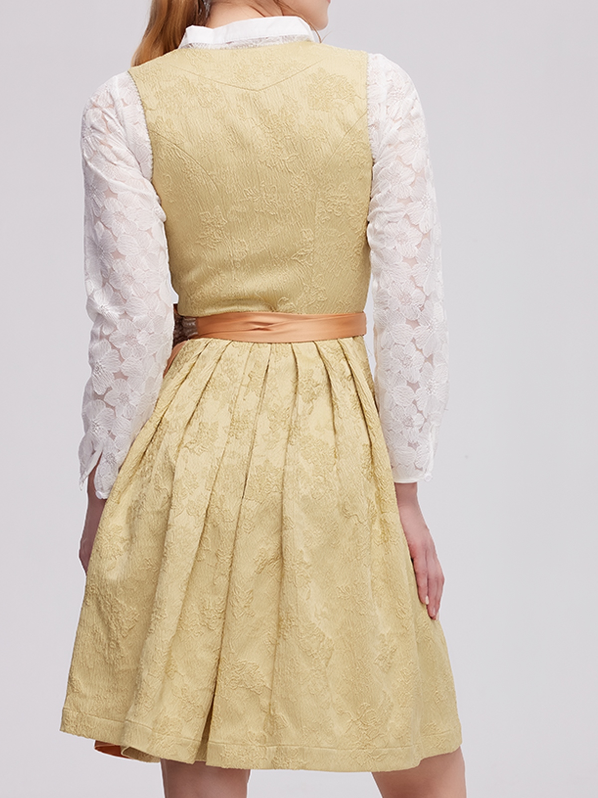 Hochwertiges gelbes Dirndl mit traditioneller Stickerei