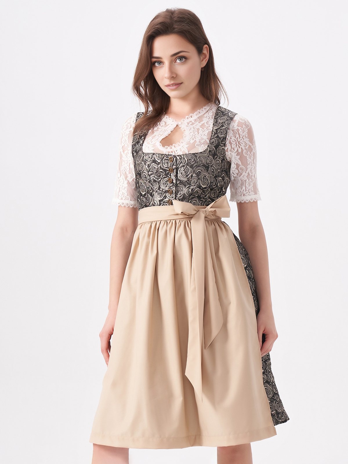 Dirndl in grau-rosa Kombination